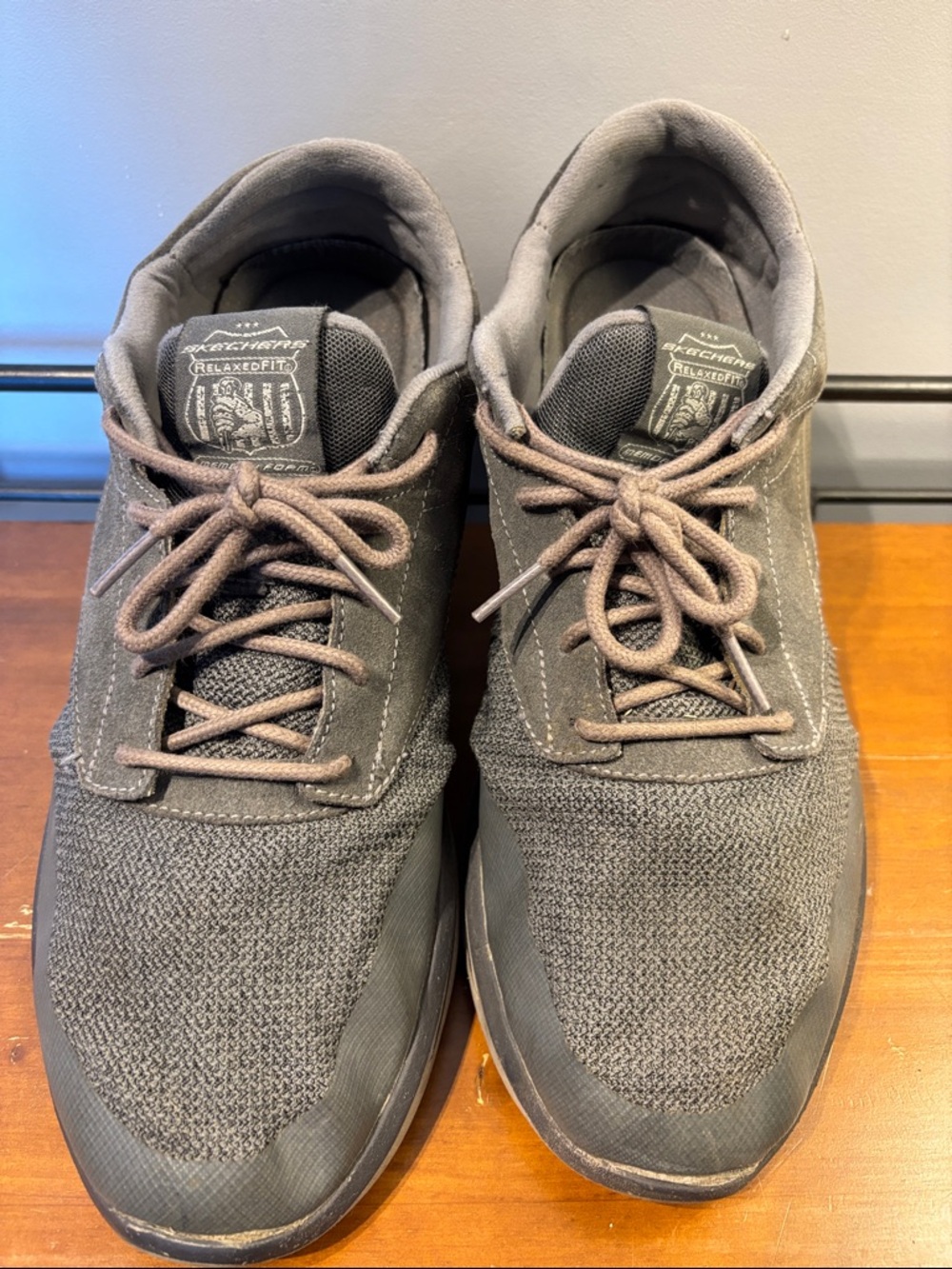 Skechers Grey Leather And Canvas Shoes